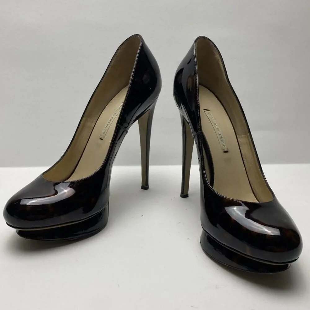 NICHOLAS KIRKWOOD tortoiseshell patent leather platform pumps Size 38